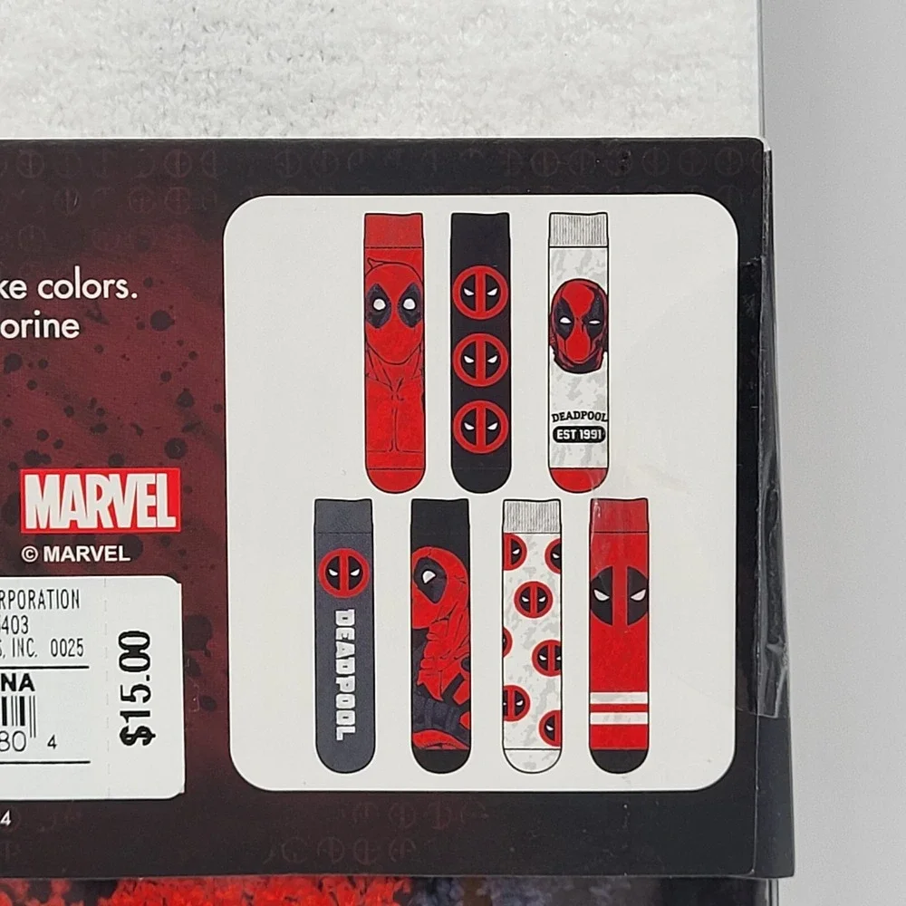 Deadpool Marvel 7 Pairs Cozy Fuzzy Socks Men's Shoe‎ Size 6-12